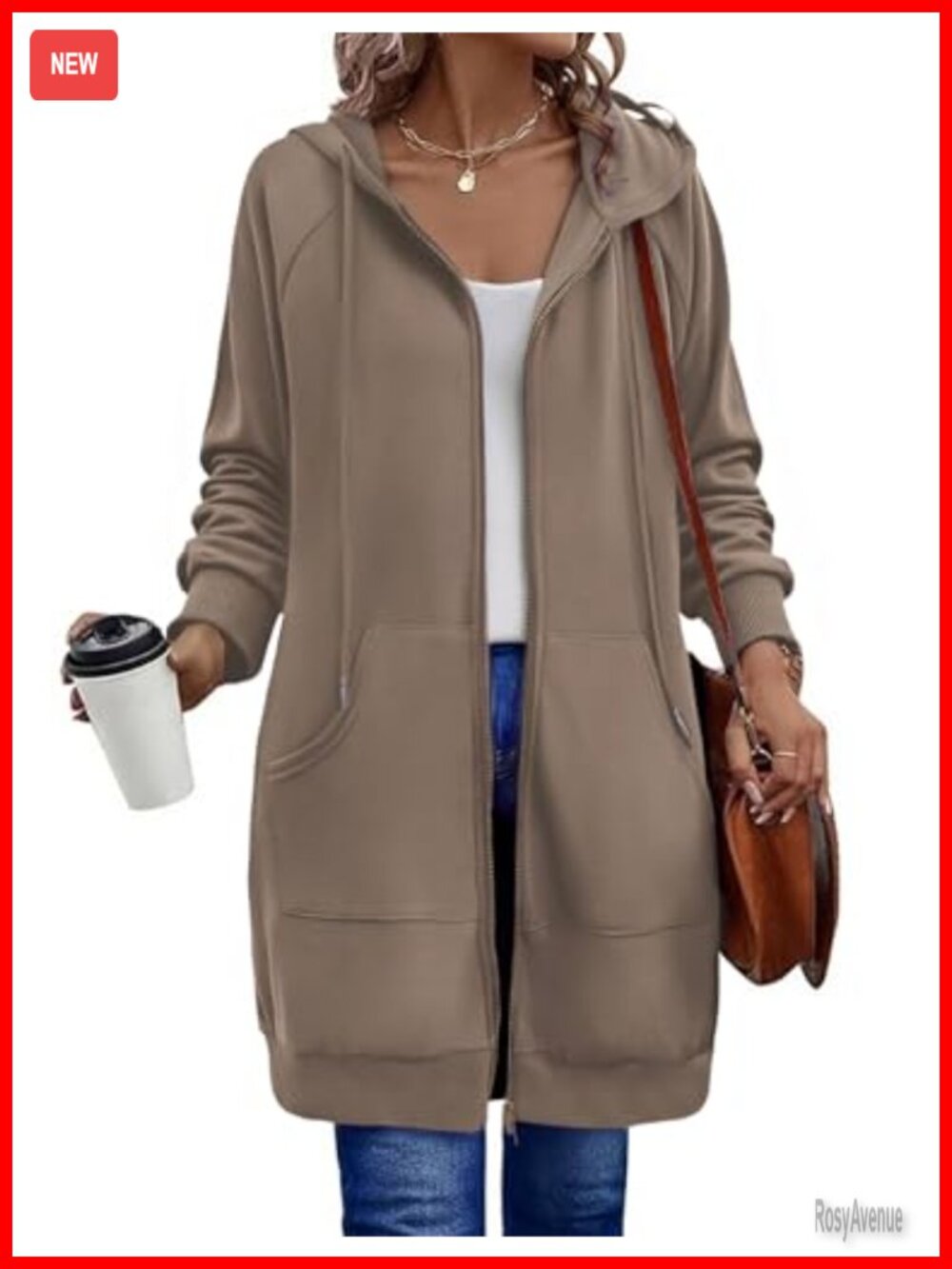 Zeagoo Women's Zip Up Hoodie Long Tunic Sweatshirt Oversized